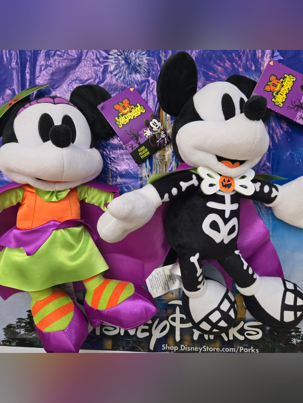 DisneyParks Disneyland Exclusive Halloween Mickey & Minnie Plush Set NewWithTag